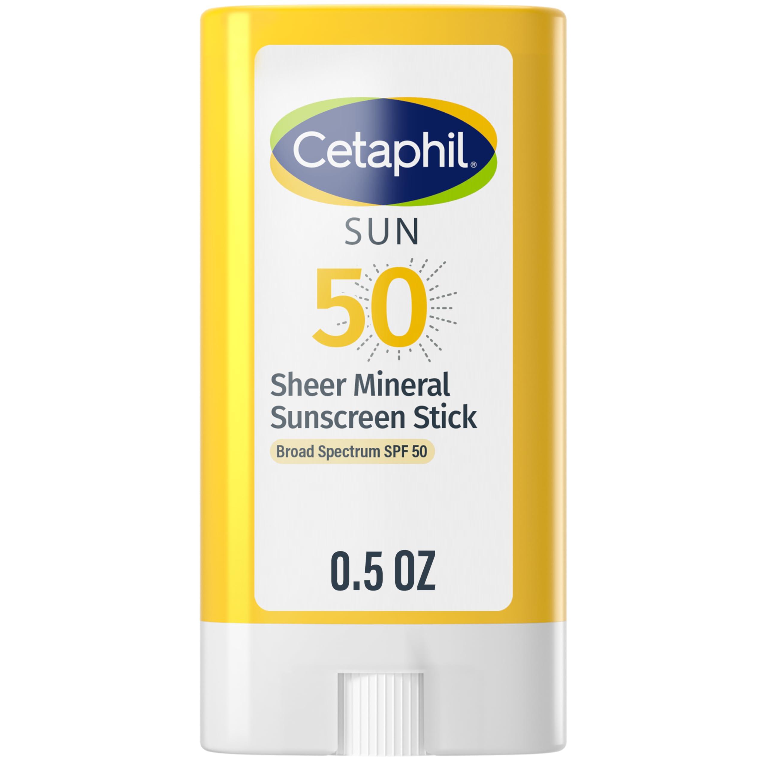 Cetaphil Cetaphil Sheer Mineral Sunscreen Stick for Face & Body, 0.5oz, 100% Mineral Sunscreen: Zinc Oxide & Titanium Dioxide, Broad Spectrum SPF 50, For Sensitive Skin