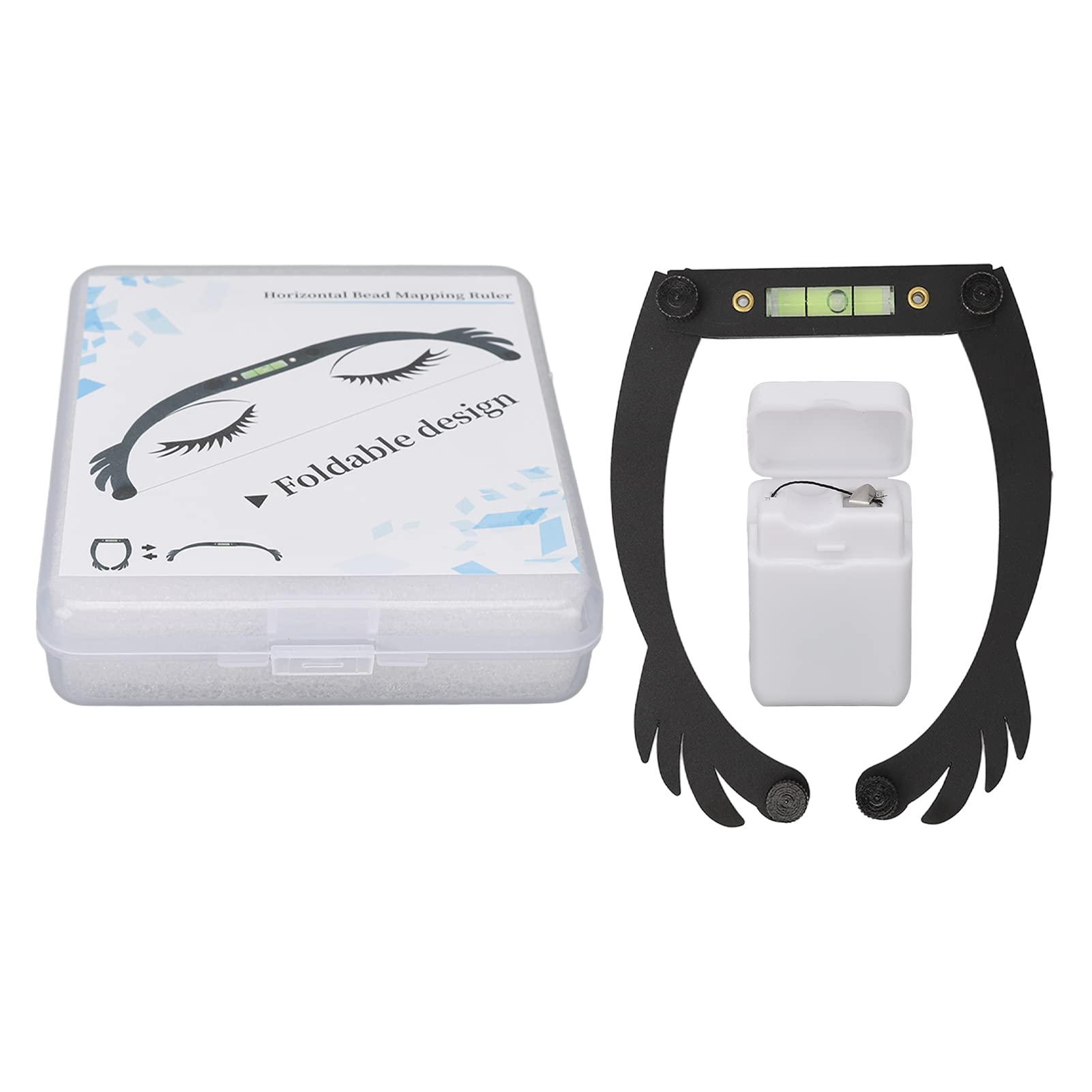 Dioche Bow Tattoo Line Ruler Foldable Eyebrow Makeup Ruler Microblading Permanent Makeup Eyebrow Marker Ruler Eyebrow Mapping Tool Kit Featuring Bow with String (Black)