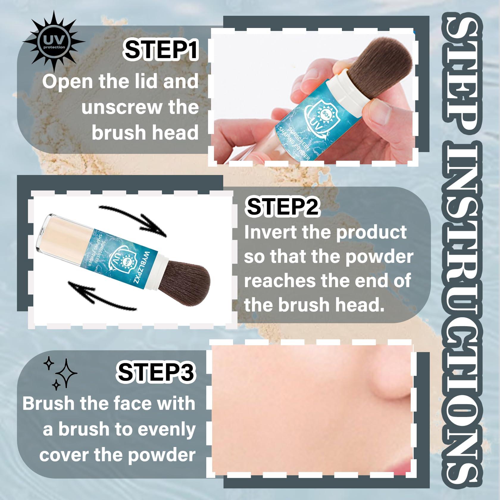 WYBLZPXZ Mineral Facial Powder Sunscreen,SPF50+ PA++++ Loose Setting Sunscreen Powder for Face,Lasting Oil Control Lightweight Brush on Sunscreen for All Skin Types,Matte Concealer Face Setting Powder Makeup