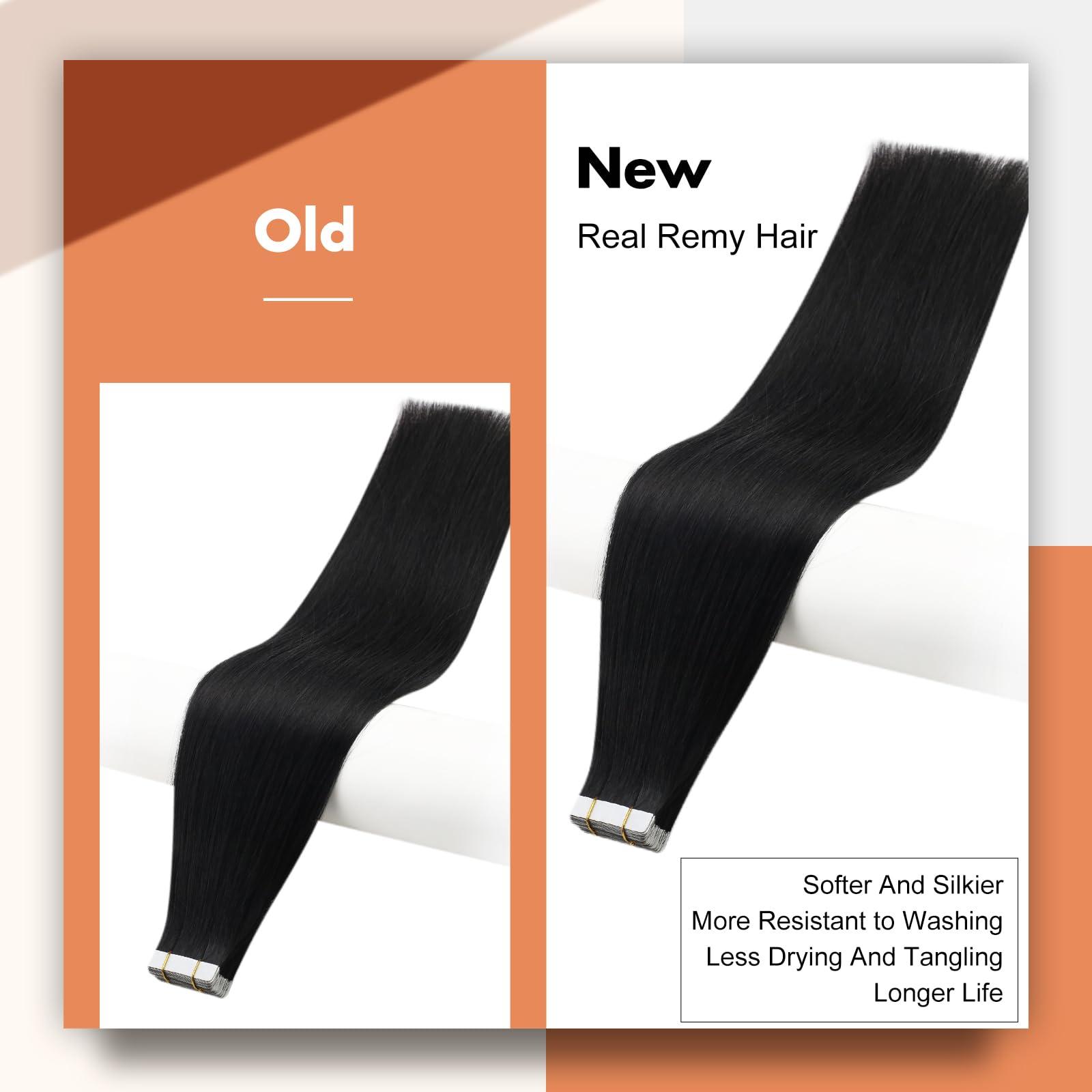 Full Shine Full Shine 28 Inch Hair Extensions Real Human Hair 200 Grams Jet Black Straight Hair Extensions Clip ins And Tape ins Jet Black Invisible Hair