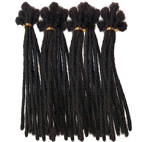LuxeLocksPro Human Hair Loc Extensions for Man/Women,Permanent Dreadlock Extensions Natural Black 1B (10 Dreads/Bundle)