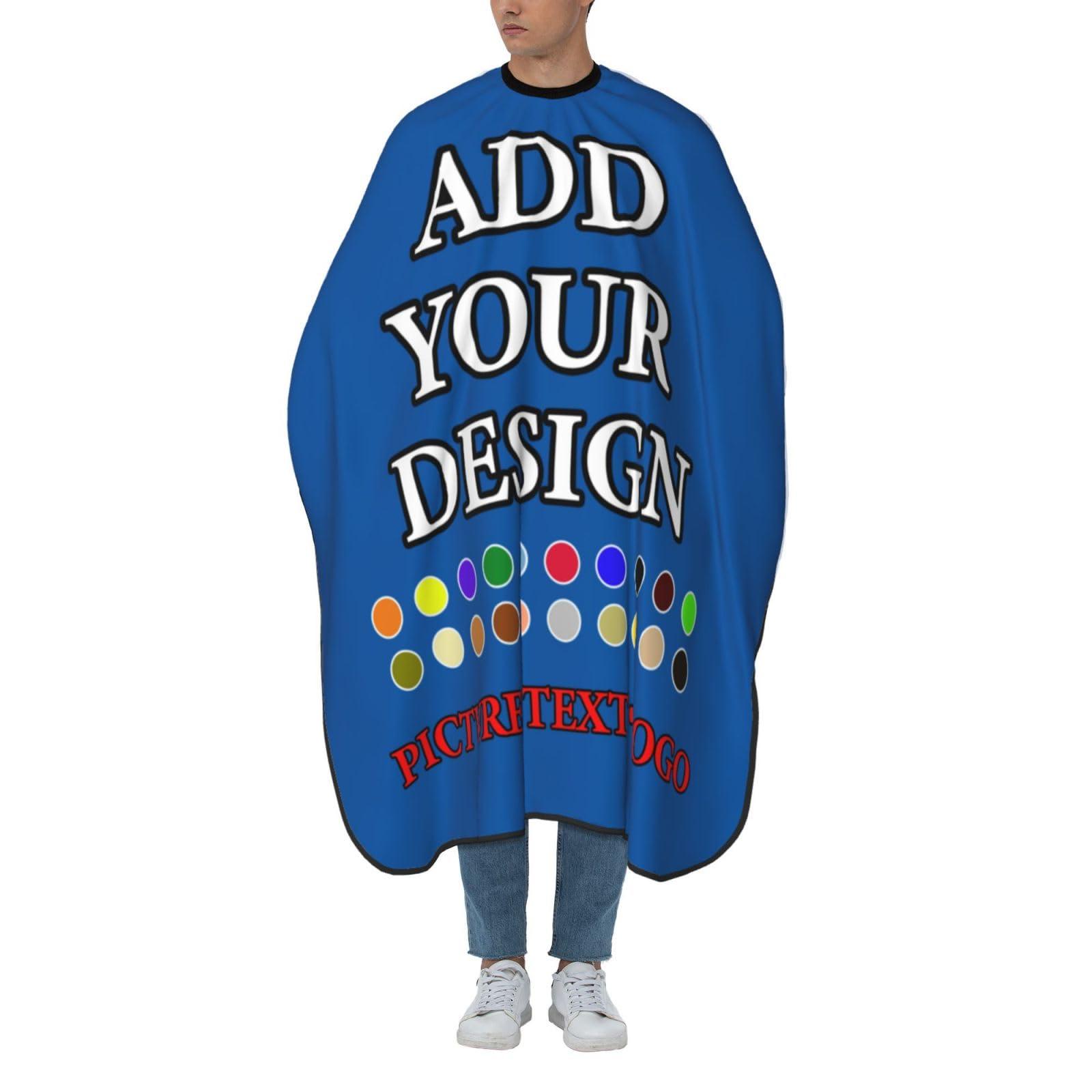fovditca Custom Barber Cape Design Your Own Photo Text Hairdresser Capes for Adults, Personalized Barber Apron with Adjustable Neckline, for Hair Styling Barbershop55 x 66 In