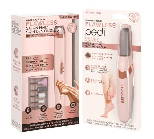 Finishing Touch Finishing Touch Flawless Salon Nails Kit, Electronic Nail File and Full Manicure and Pedicure Tool with Finishing Touch Flawless Pedi Electronic Tool File and Callus Remover, Pedicure