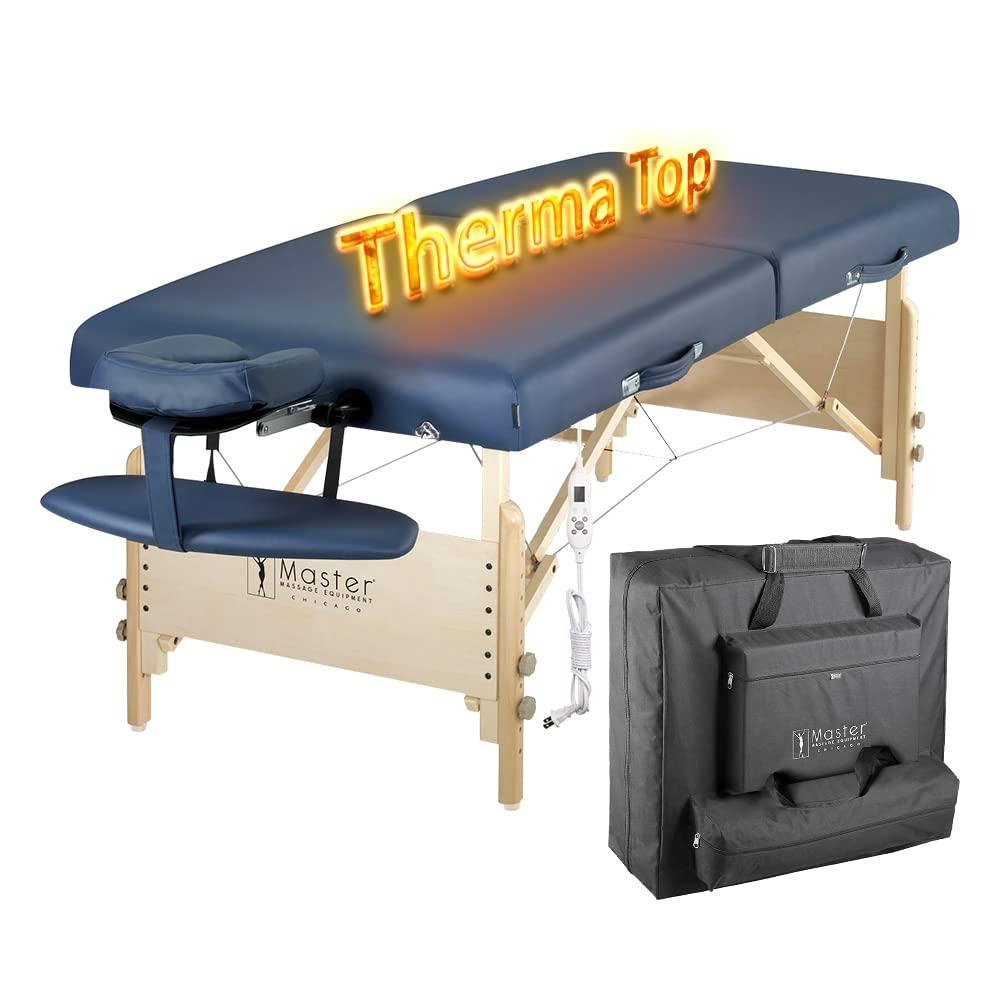 Master Massage Master Massage Coronado Therma Top Portable Massage Table Heated with Warming Top and 3-Inch Foam Cushioning- Tattoo Bed, Lash Table- Royal Blue (30 x 84)