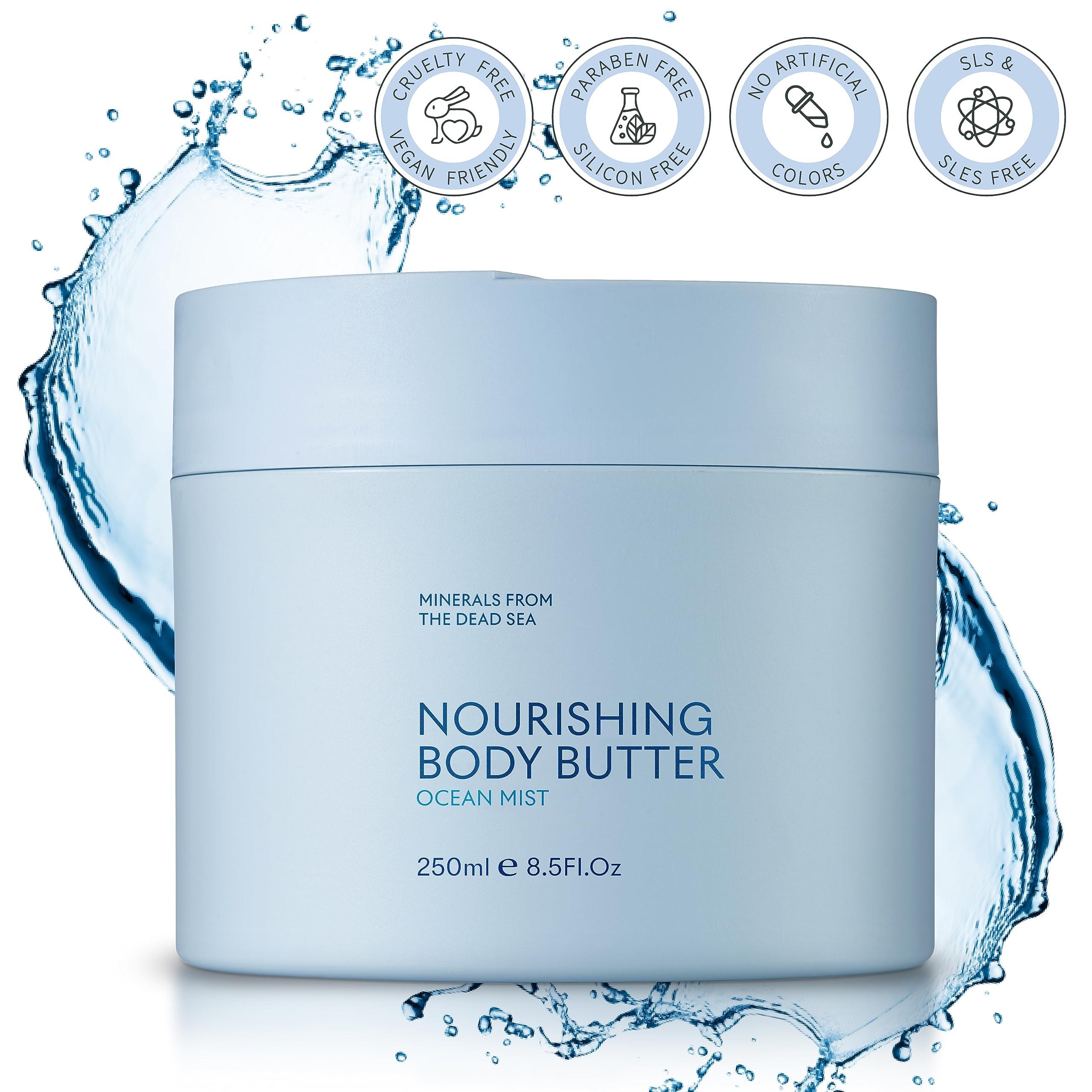 SEACRET SEACRET OCEAN MIST BODY BUTTER: Hydrating Body Moisturizer Cream with Shea and Cocoa Butter, Vitamins E & C, and Dead Sea Minerals for All Skin Types, 8.5 FL. OZ, Ocean Mist