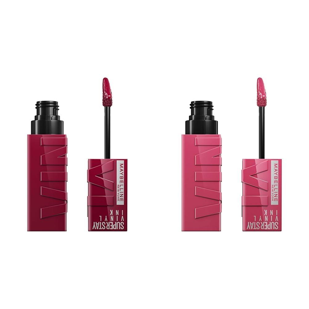 MAYBELLINE MAYBELLINE Super Stay Vinyl Ink Longwear No-Budge Liquid Lipcolor Berry Burgundy and Rose Mauve Nude, 0.14 fl oz Each, 2 Count