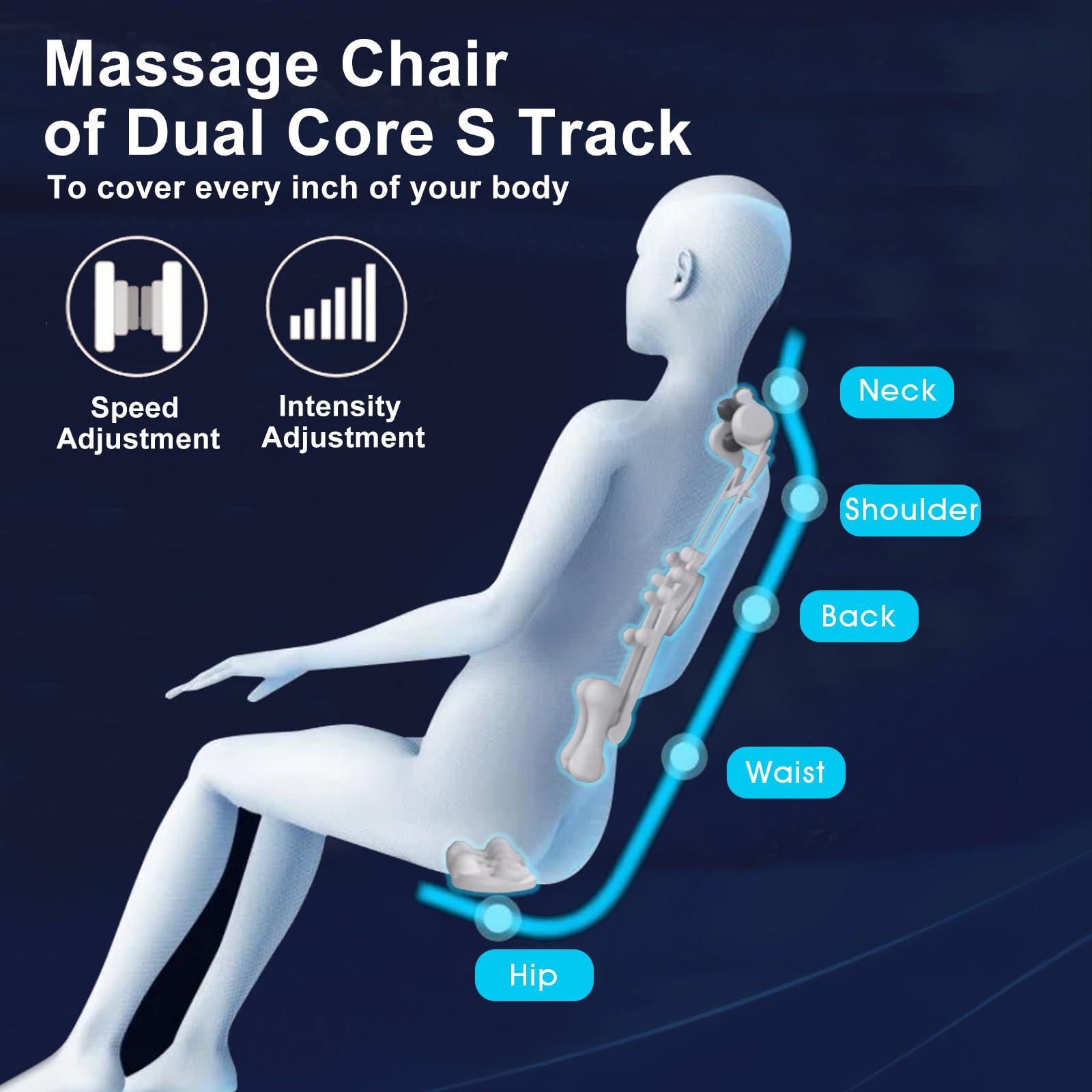 Artist hand Full Body Zero Gravity Massage Chair with Dual Core S-Track, Adjustable Airbag Compression, 2-Level Recline, and Back & Calf Heating, Rocking Massage Chair (Black & Gold)