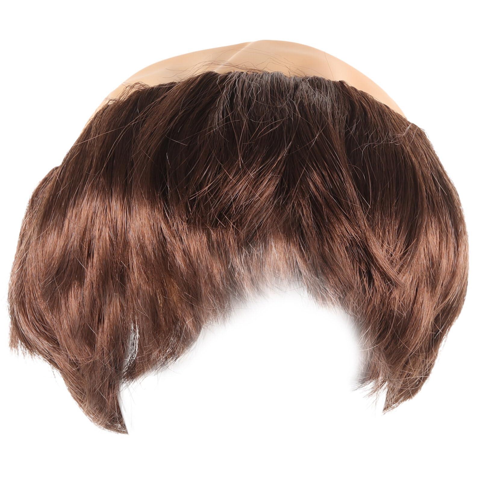 FOMIYES FOMIYES Halloween Monk Costume Wig Bald Cap Wig with Brown Friar Hair Funny Makeup Props Monk Cosplay Halloween Fancy Dress Accessories Headwear