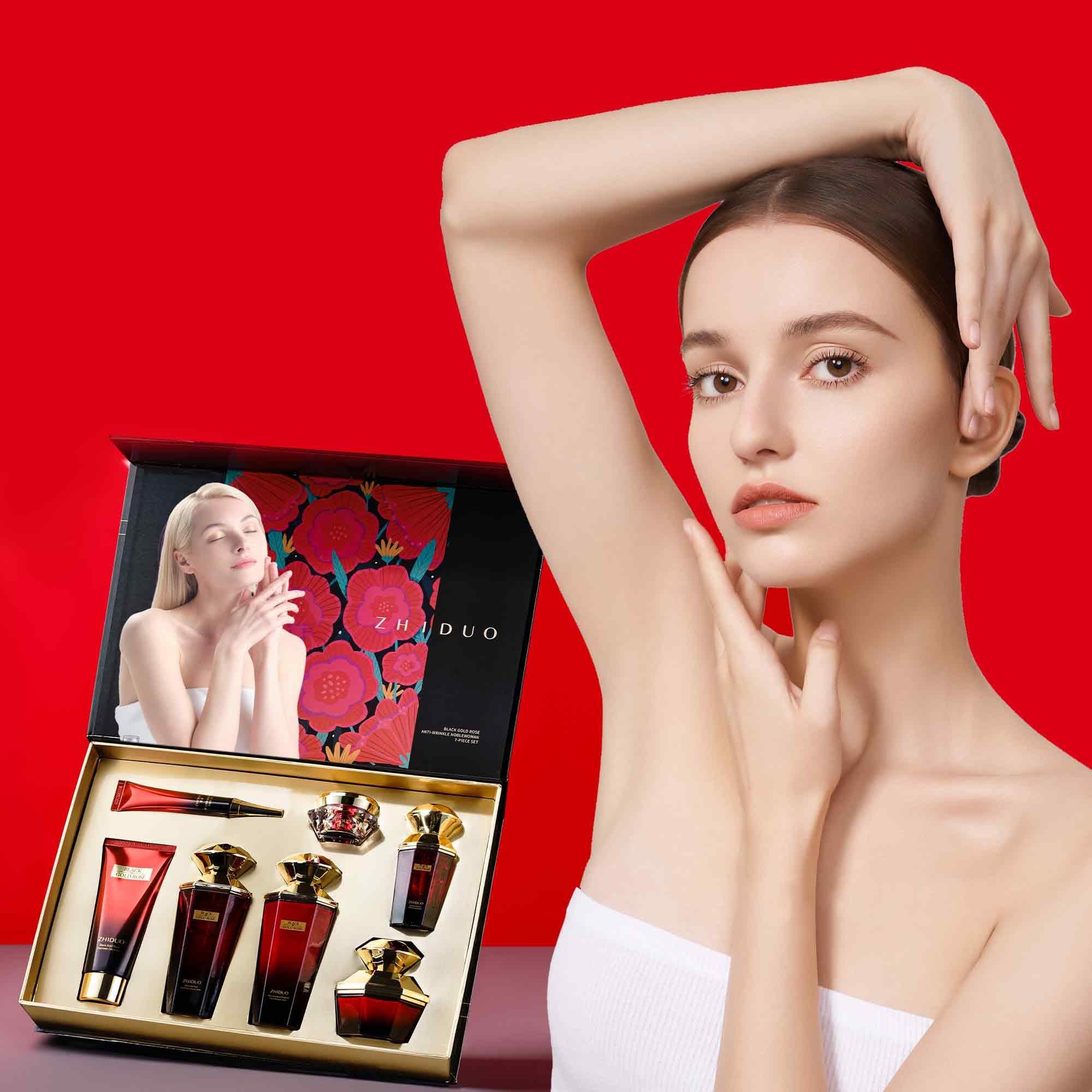 CRYSTALCREST Gifts for Women,Anti-Wrinkle Skin Care Routine Kit,Reduce Aging & Hydrate Skin,Facial Cleanser,Toner,Lotion,Cream,Serum,Eye Cream Skincare Gift Set,Wife Mom Womens Gifts for Christmas Stocking Stuffer