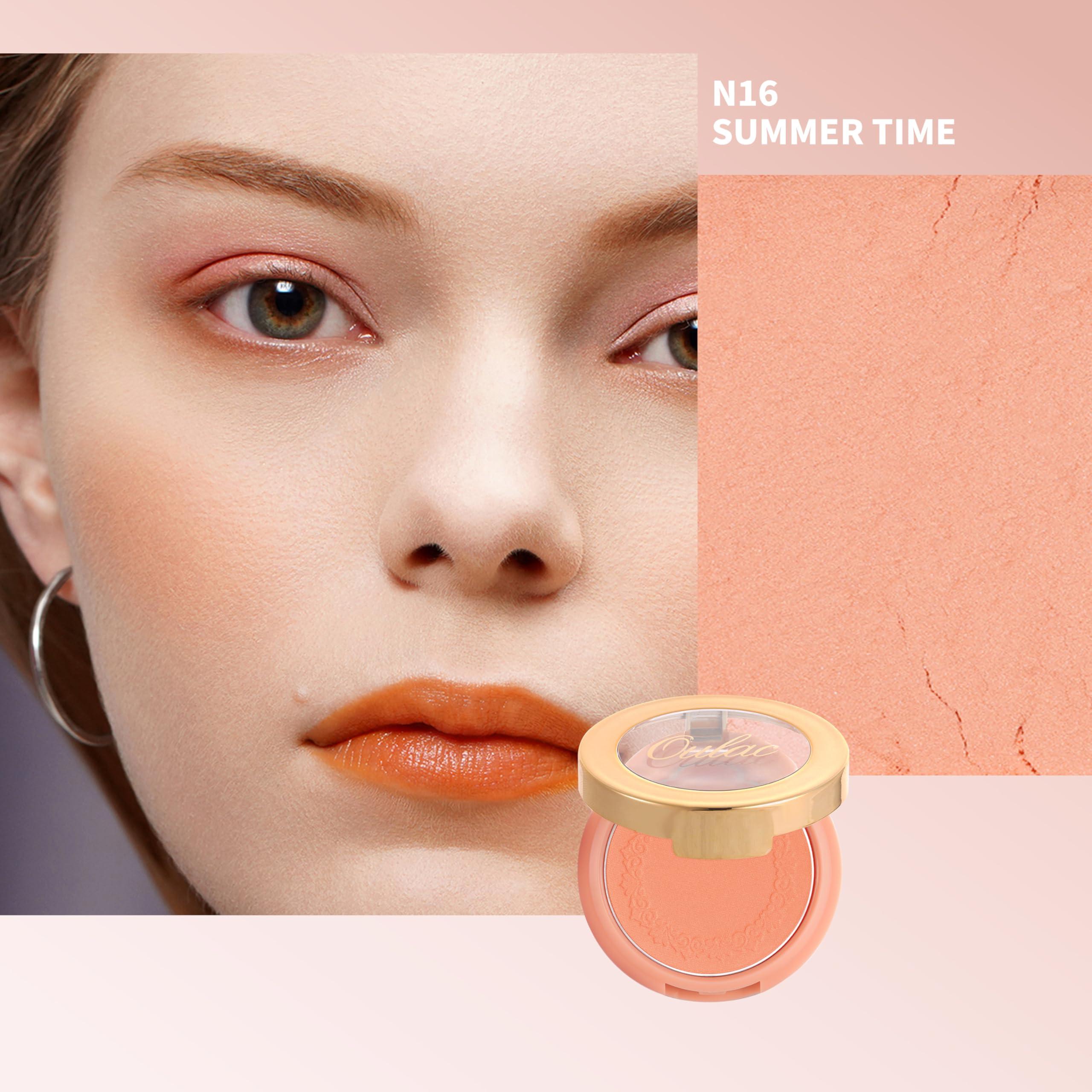 Oulac Oulac Peach Blush Makeup Fair Skin| Pigmented Powery Blush Korean Style| Natural Radiant Look| Blendable & Buildable Blush Light Skin| Vegan Cruelty-Free| 4.8g 16 Summer Time