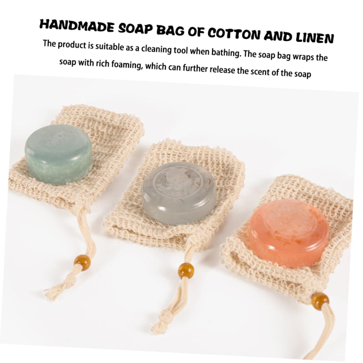 Gogogmee Gogogmee 4pcs Handmade Soap Bag Bar Soap Liquid Soap Travel Soap Dish with Lid Soap Dishes for Bathroom Soap Making Kit Soap Bar Container Cup Foam Soap Face Cleaning Net Cotton Linen White