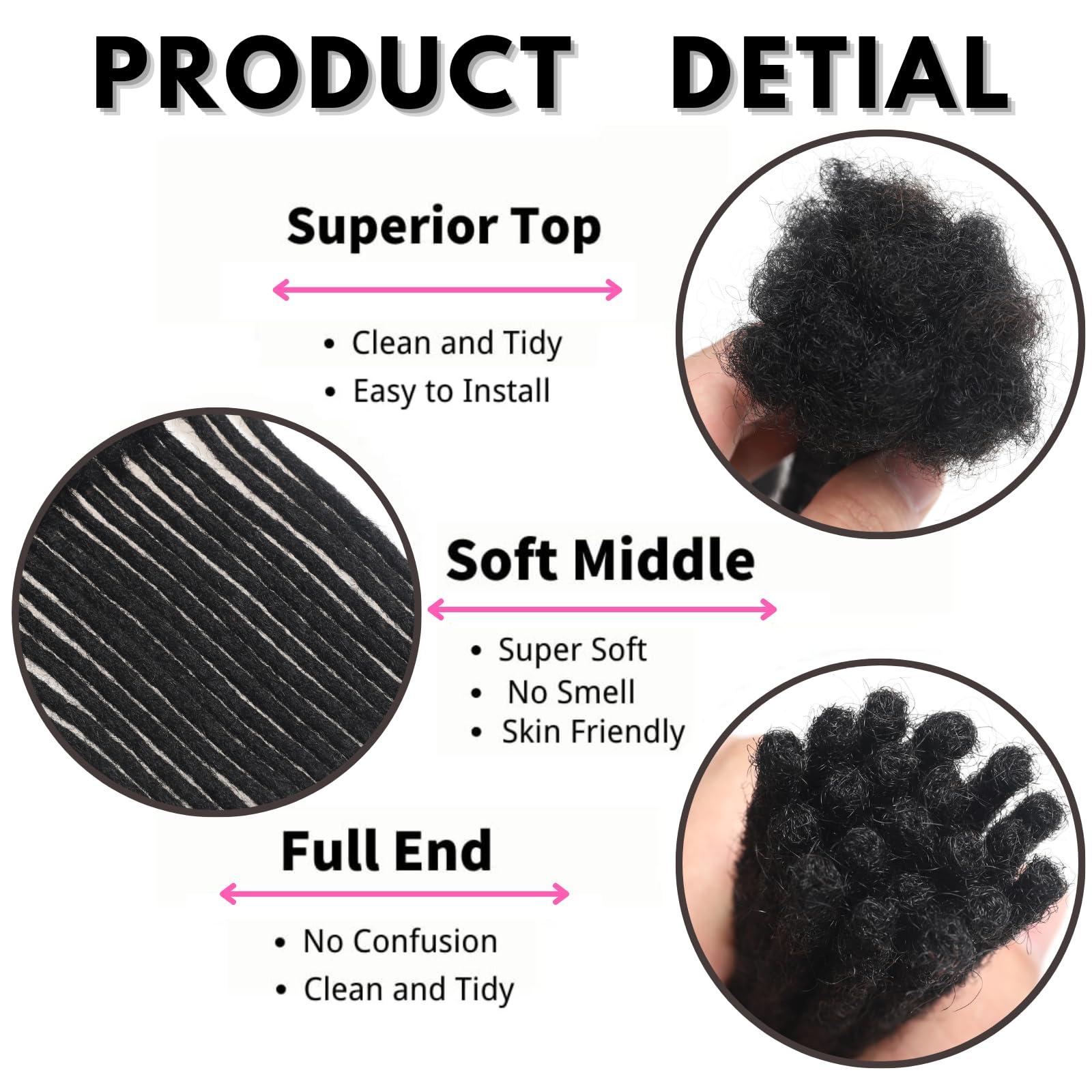 loceast 6 Inch Loc Extensions Human Hair 0.4cm Thickness 10 Strands Loc Extensions 100% human hair Dreadlock Extensions Can Be Dyed Bleached Curled Full Handmade Permanent Dreadlock Extension