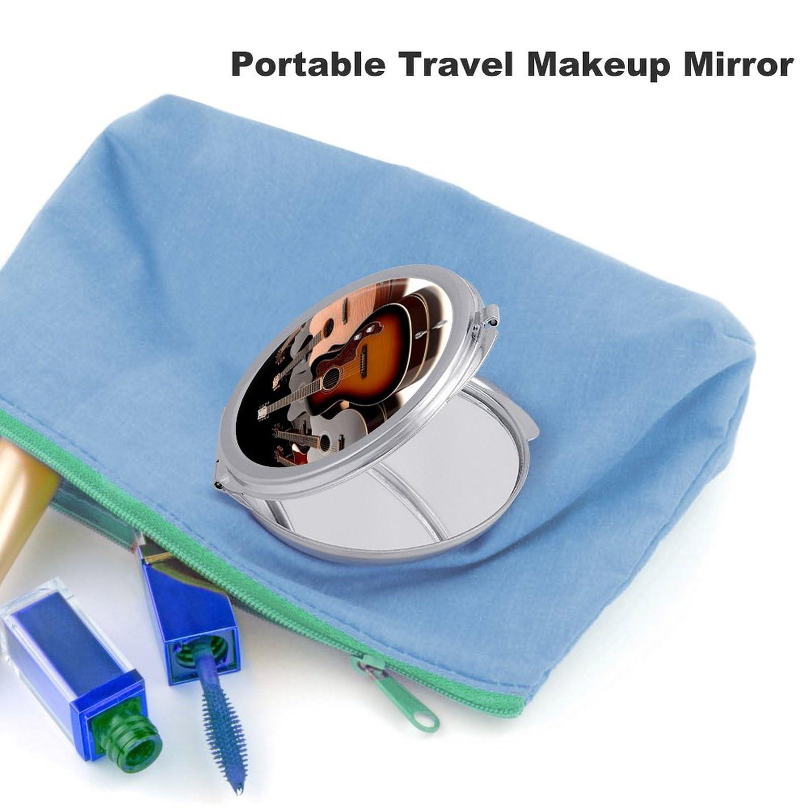 NHYDSPQ NHYDSPQ Makeup Mirrors,Guitar Print Hand Mirror,Small Vanity Mirror,Mini Compact Travel Makeup Mirro