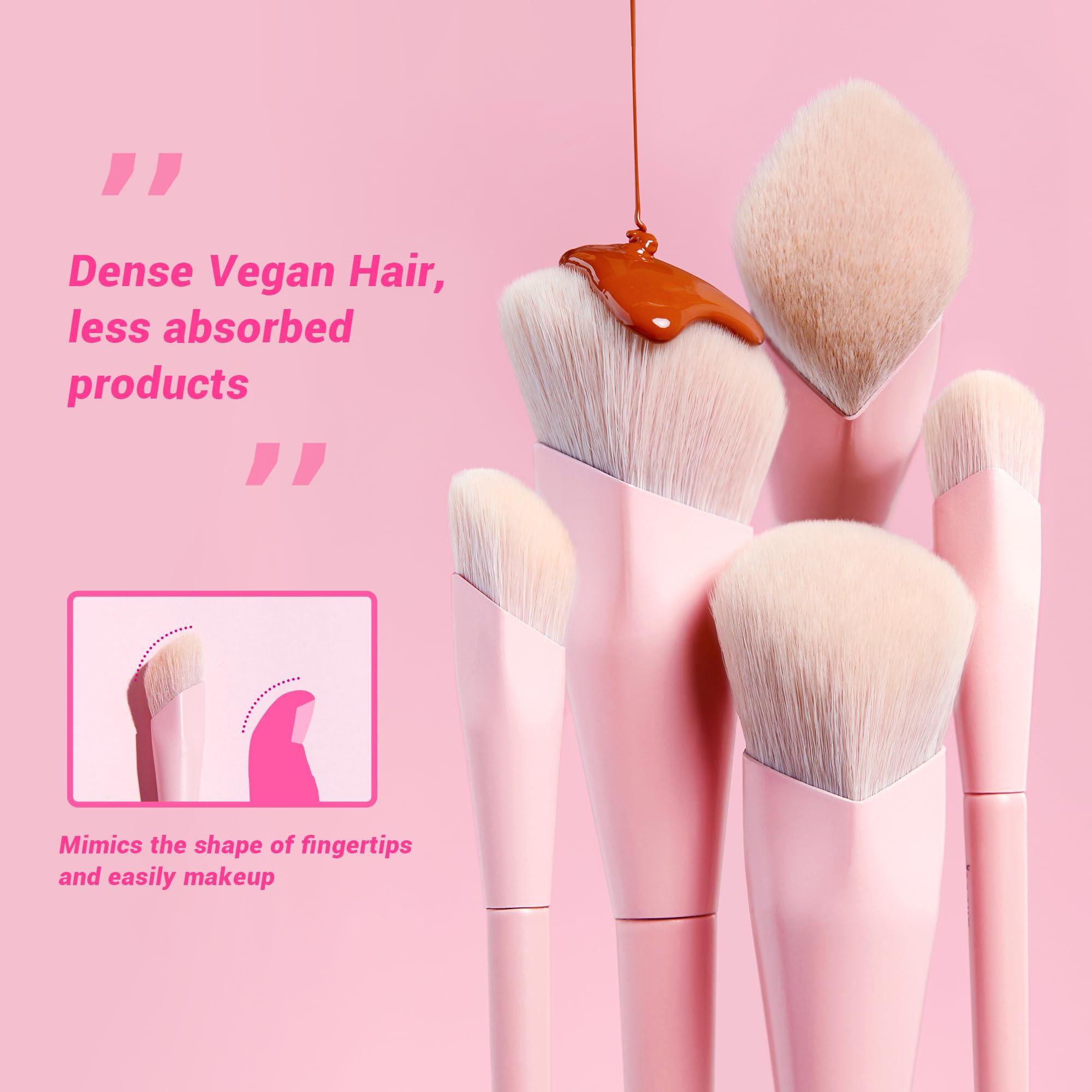 Jessup Jessup Pink 2pcs Makeup Brushes T497 with Brush Cleaning Mat A005