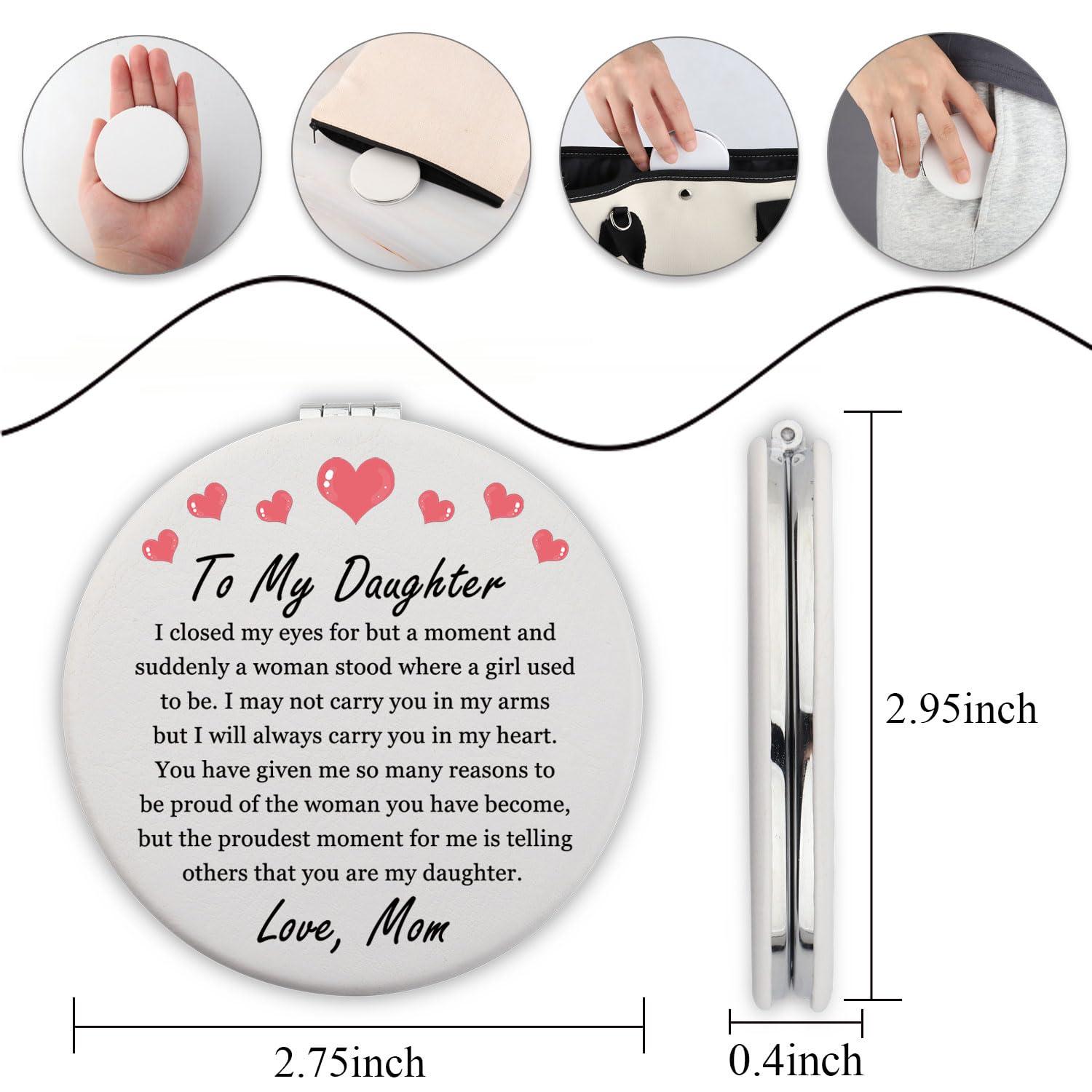 PLITI PLITI Daughter Graduation Gift Proud of Daughter Gift to My Daughter Wedding PU Leather Compact Mirror from Mom (Daughter Closed LCM)