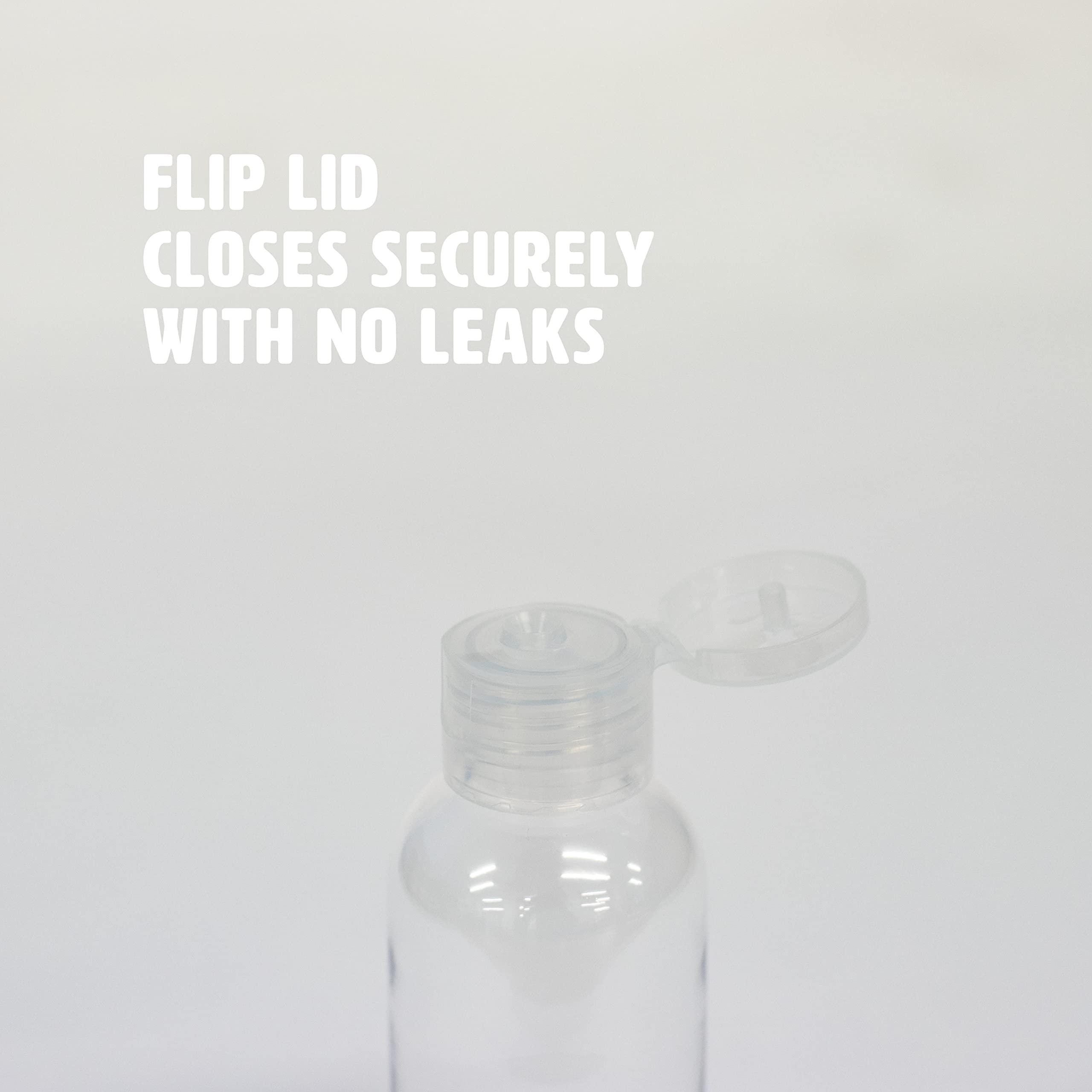 Palm Safe 50ml Plastic Travel Bottles with Flip Cap - 10 Pack