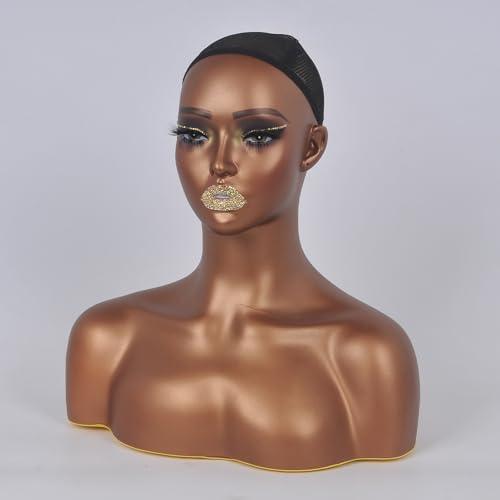 JINGFA JINGFA Mannequins Realistic Female Mannequin Head with Shoulder Display Manikin Head Bust for Wigs,Makeup,Beauty Accessories