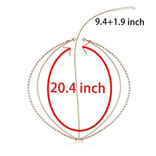 Barode Barode Boho Layered Head Chains Sparking Rhinestone Fashion Headband Jewelry for Women and Girls (Gold)