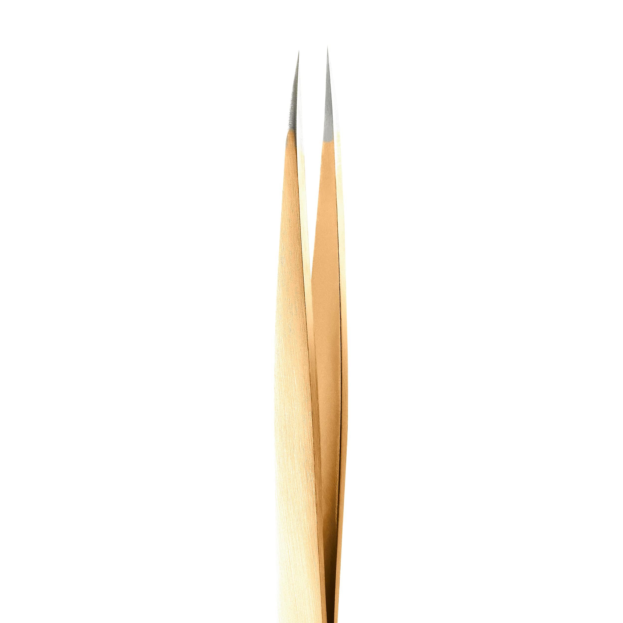 Rubis Rubis Stainless Steel Pointed Tweezers for Precise Eyebrows and Hair Removal, 1K003, Made in Switzerland, Gold