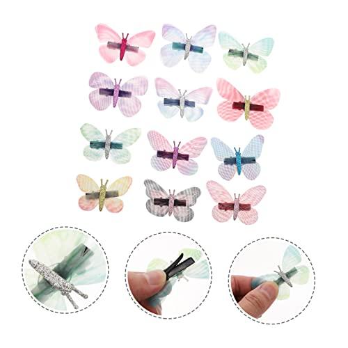 Beavorty Beavorty 12pcs butterfly hair clip girls bobby xmas headband girls hair accessories butterfly hair barrettes butterfly barrettes butterfly clip bride butterfly net fabric flash