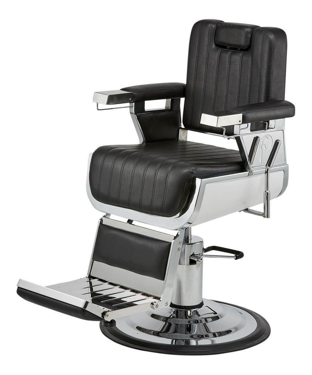Pibbs Pibbs Seville Professional Heavy-Duty Barber Chair, Model 661, Vintage Antique Style, Extra Wide Seat, Adjustable & Removable Headrest, Kick-Out Upholstered Calf Pad & Footrest, PIB-661