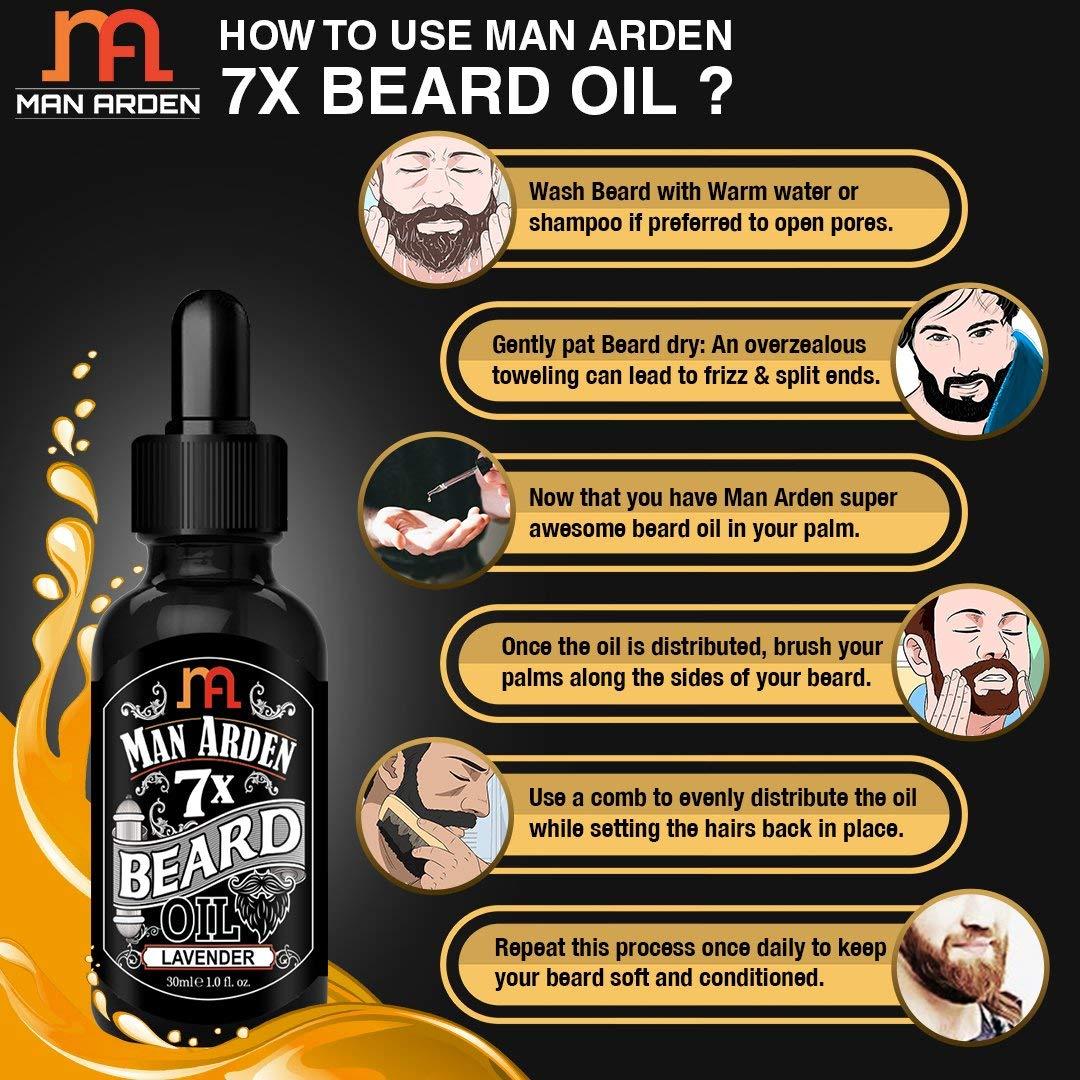 Man Arden Man Arden 7X Beard Oil (Lavender) 30ml, 7 Premium Oils For Beard Growth & Nourishment