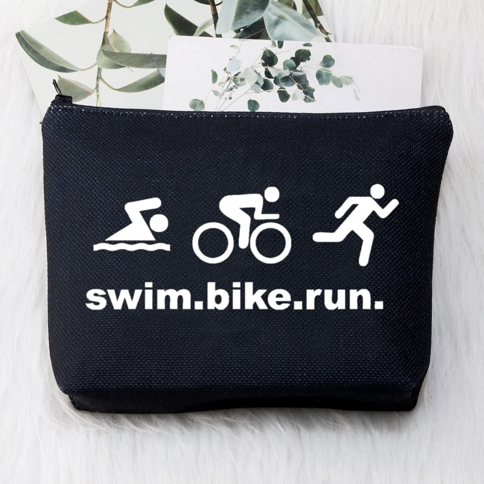 BDPWSS BDPWSS Triathlon Gifts Swim Bike Run Cosmetic Makeup Bag Travel Pouch For Women Triathlete Inspirational Gift Triathlon Lover Gift (swim bike run bl)