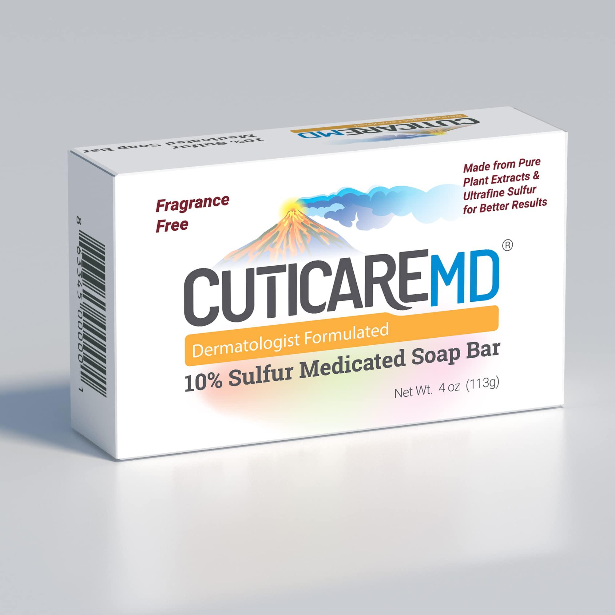 CutiCareMD CutiCare MD 10% Sulfur Soap Glycerin Base (1 Bar, 4 Ounces) for Rosacea, Acne, Athlete's Foot, Body Odor, Folliculitis and Other Skin Issues