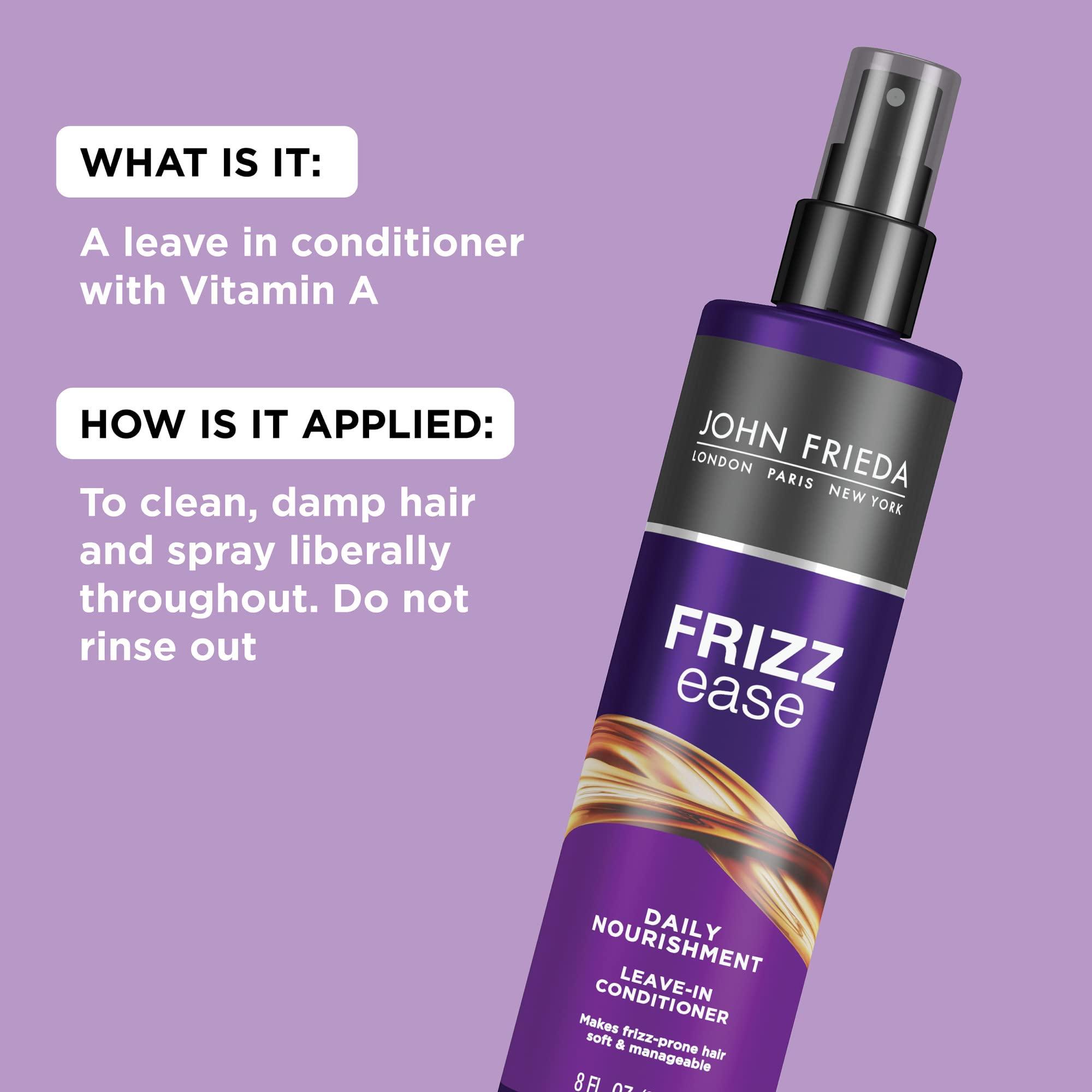 John Frieda John Frieda Frizz Ease Daily Nourishment Leave-In Conditioner, Detangles Frizzy, Damaged Hair, Reduces Breakage, Protects Against Heat, with Vitamins A, C, E & Green Tea Extract, 8 Oz
