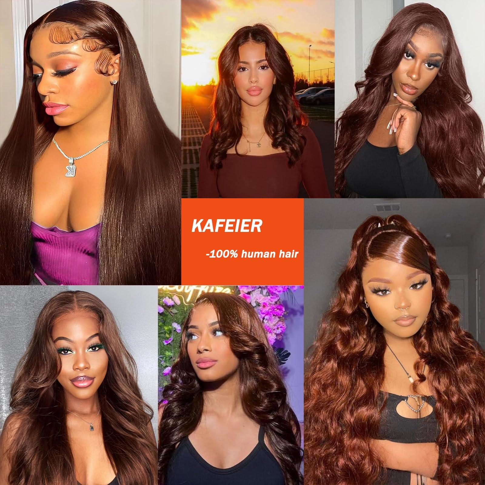 KAFEIER Chocolate Brown 4# Closure 4x4 Free Part Body Wave Closure Brazilian Human Hair Extensions Preplucked Bleached Knots Sew In Weave Virgin Hair Lace Front Closure For Women Wet And Wavy 20 Inch