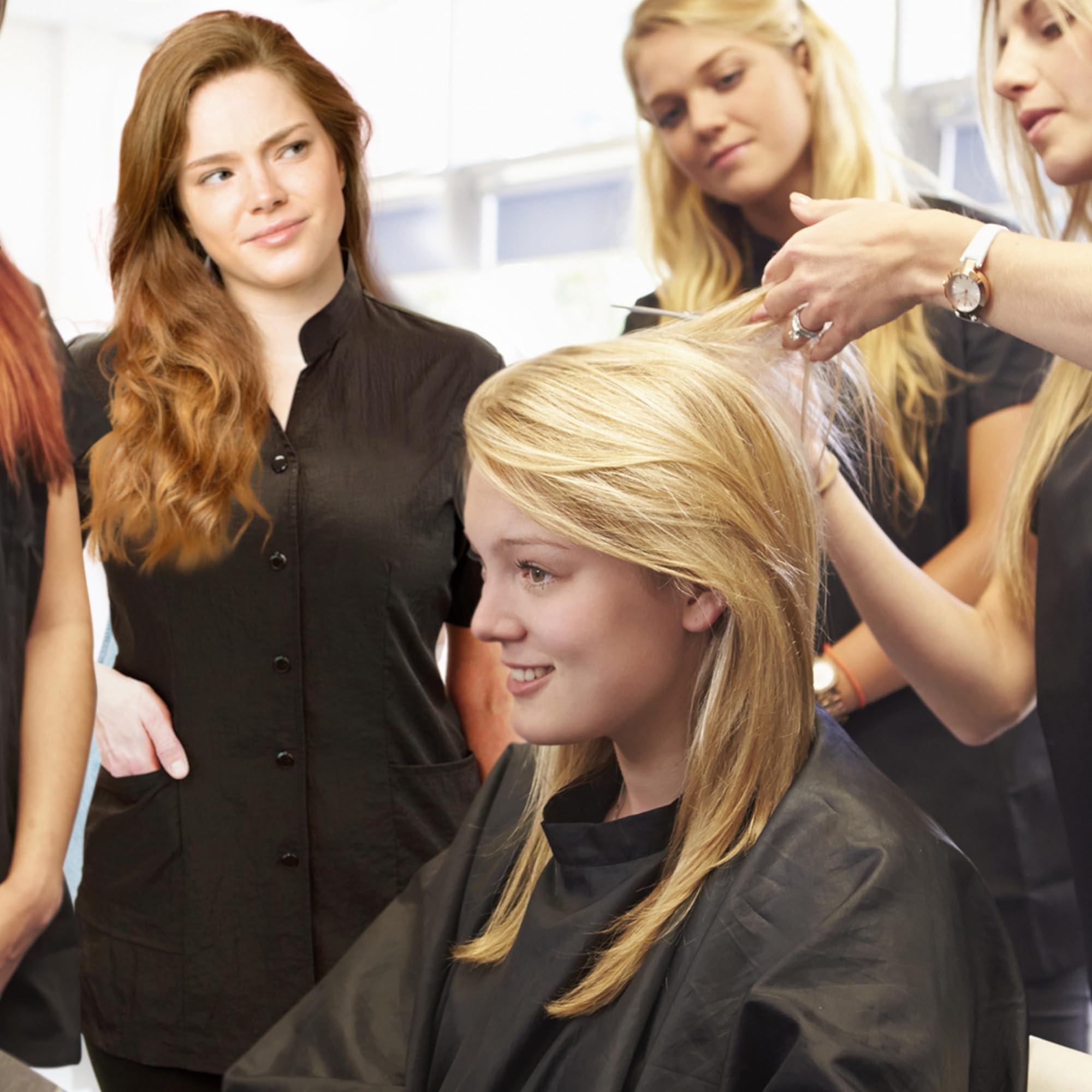 CHARLENE Anna Jacket Short-Sleeve Uniform for Stylist Barber Groomer Nail Tech Skin Care Makeup Artist Smocks (XS, BLACK)