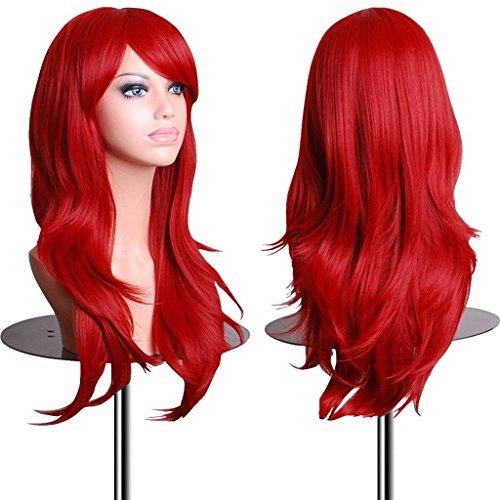 EmaxDesign EmaxDesign Wigs 28 inch Wavy Curly Cosplay Wig With Wig Cap and Comb (Red)