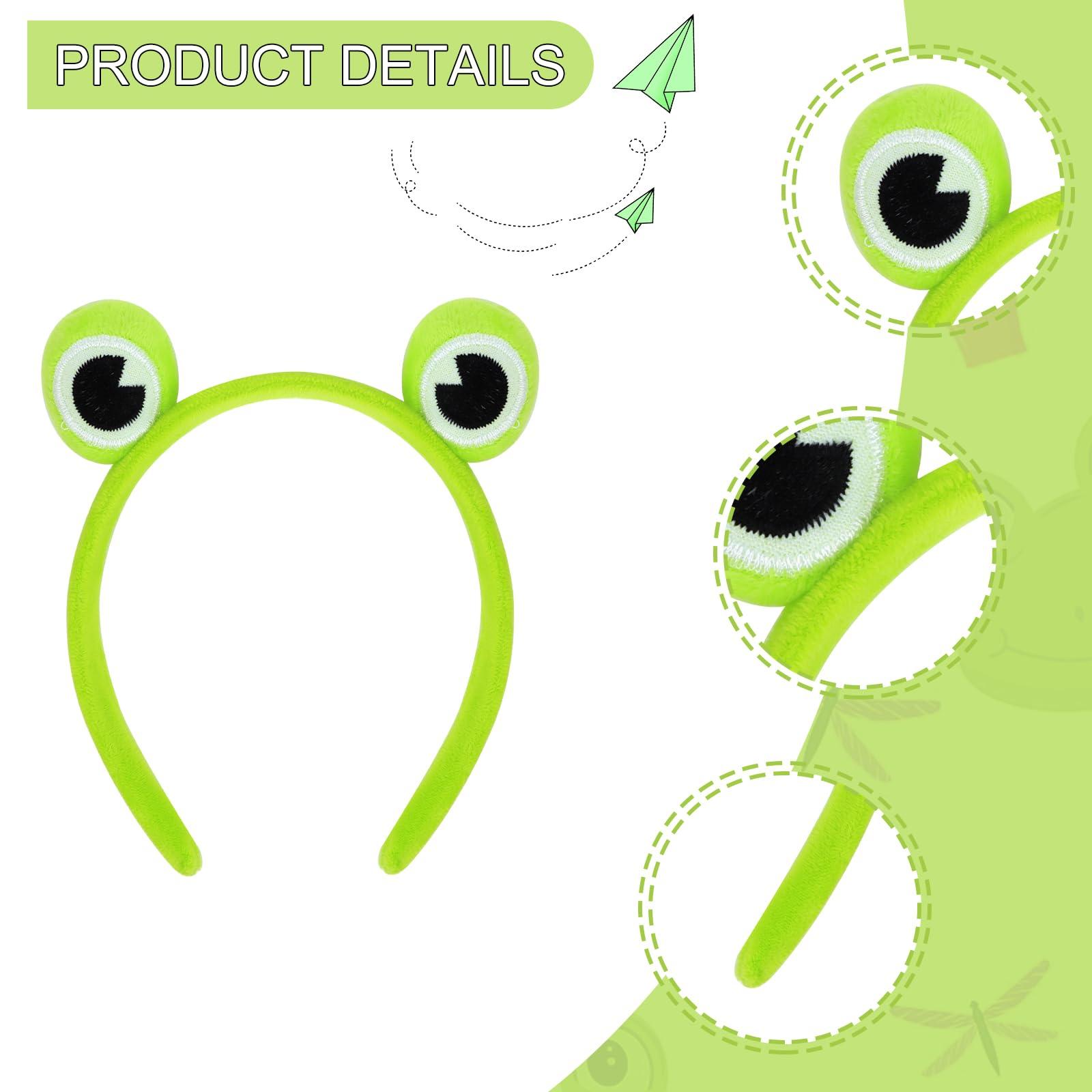 GAFATORY GAFATORY Frog Eyes Green Headband for Girls Cute Spa headband for Women Animal Headband for Makeup Hair Band Cosplay Costume Zoo Gifts Halloween Headband Funny Jungle Headbands for Skincare