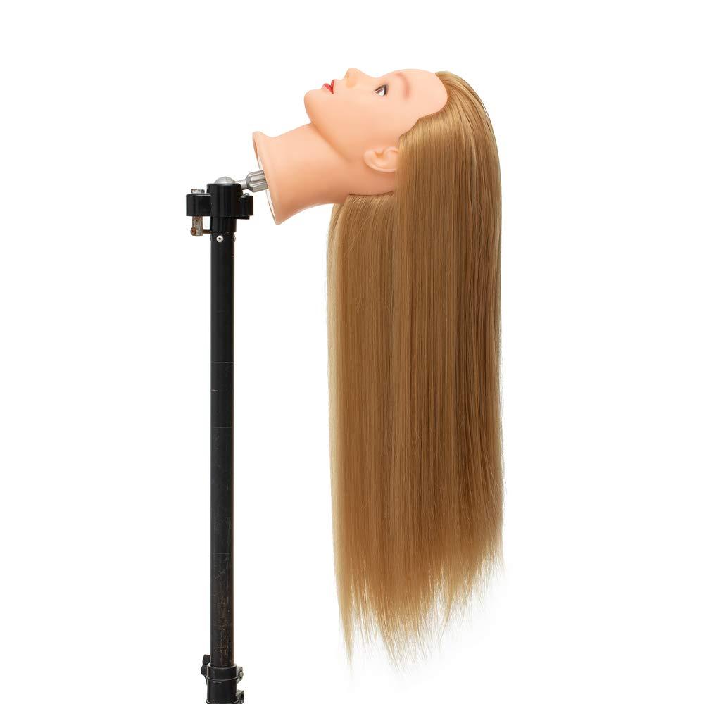 Rruaneal Cosmetology Mannequin Head Hair Styling 26-28inch Training Head Synthetic Fiber Manikin Head Doll Head with Clamp #27 Blonde 20Inch