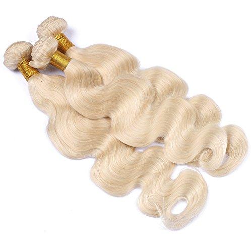 Tony beauty hair Tony Beauty Hair Russian Virgin Human Hair Bundles 3Pcs Blonde #613 Body Wave Wavy Hair Weaves Blonde Hair Extensions (16inch 16inch 16inch)