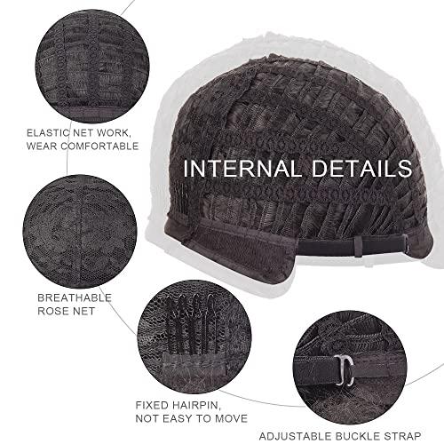 SUSMO SUSMO 14" 70s Short Black Afro Kinky Curly Bob Hair Wigs for Black Women,Large Bouncy and Soft Natural Looking Premium Synthetic Hair Hippie Wigs for Black Women perique afro naturelle Black-F