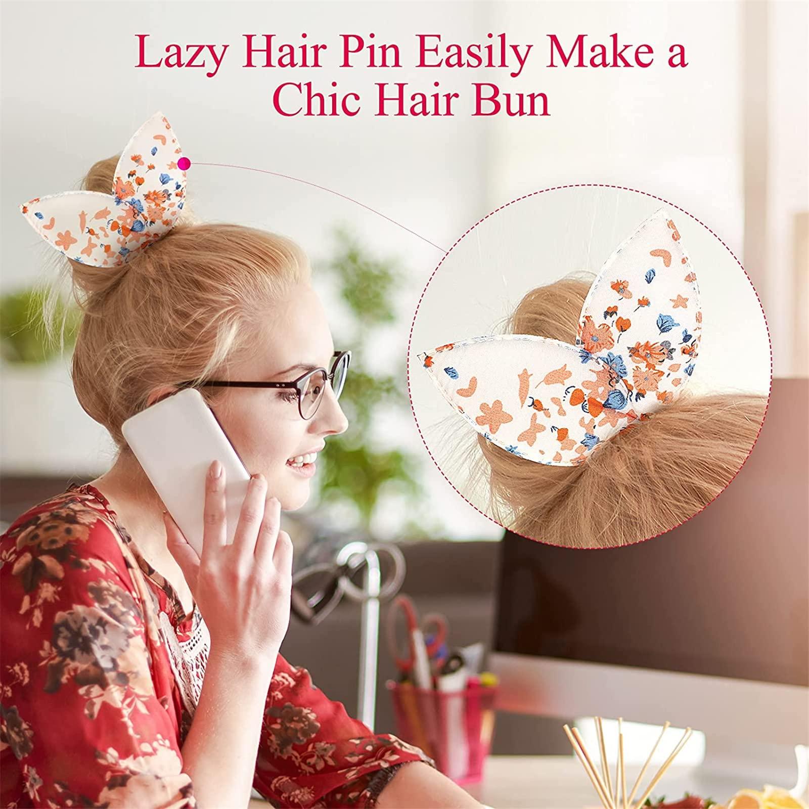 Gokame Gokame Magic Rabbit Ear Sponge Magic Hair Bun Maker, Foam Sponge Bun Twist Shaper, Dot Hair Twist Bun Sponge Donut Holder, Ponyo Styling Curl Bun Maker (4PC, Floral)