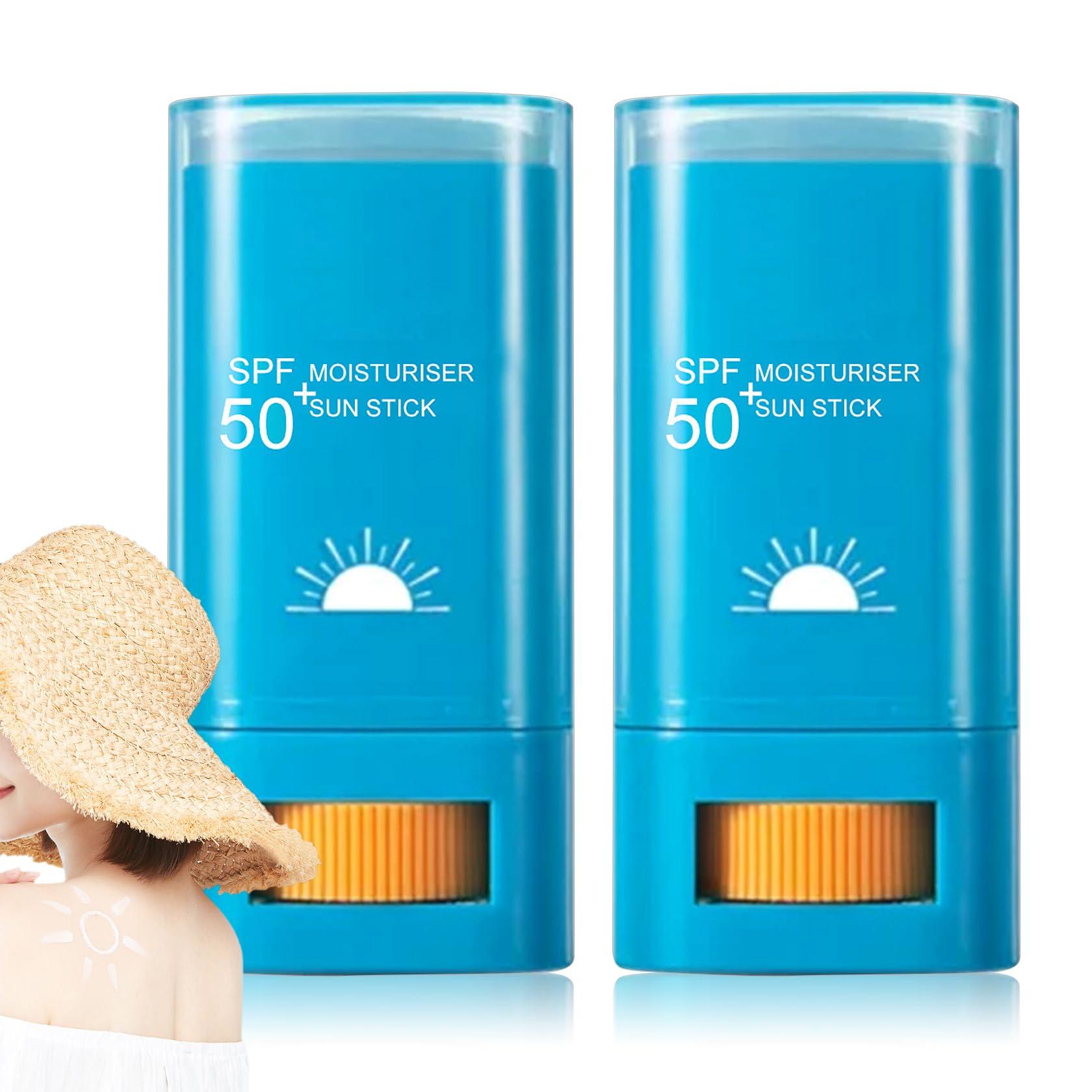 Fusang 2 PCS Face Sunscreen Stick,SPF 50+ Sunscreen Stick Face,Oil Control Lightweight Sunscreen Face Stick,Matte Stick Sunscreen for Face