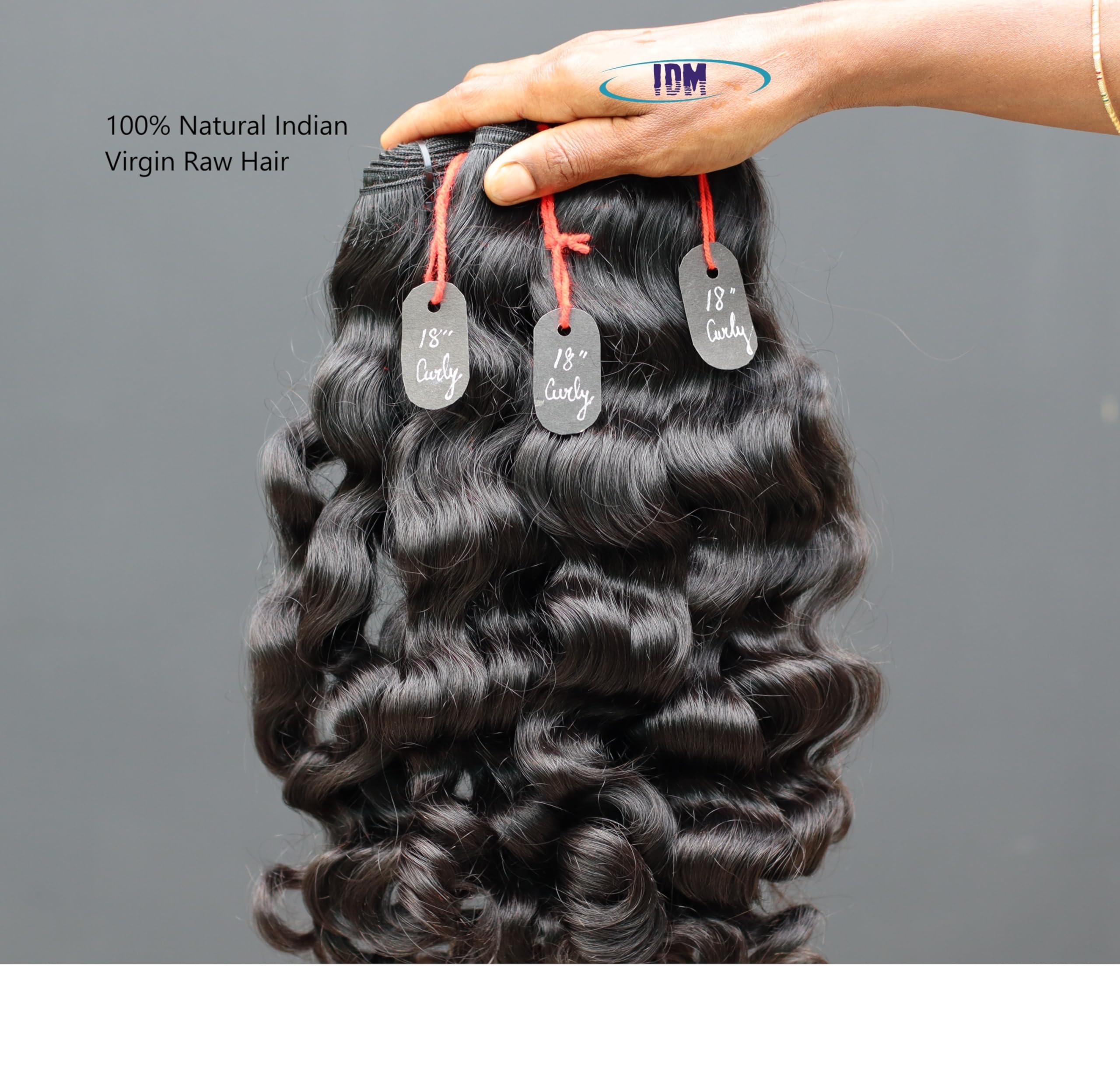 IDM INDIA IDM 14” Curly 2 bundles raw indian bundles human hair indian natural curly single donor hair