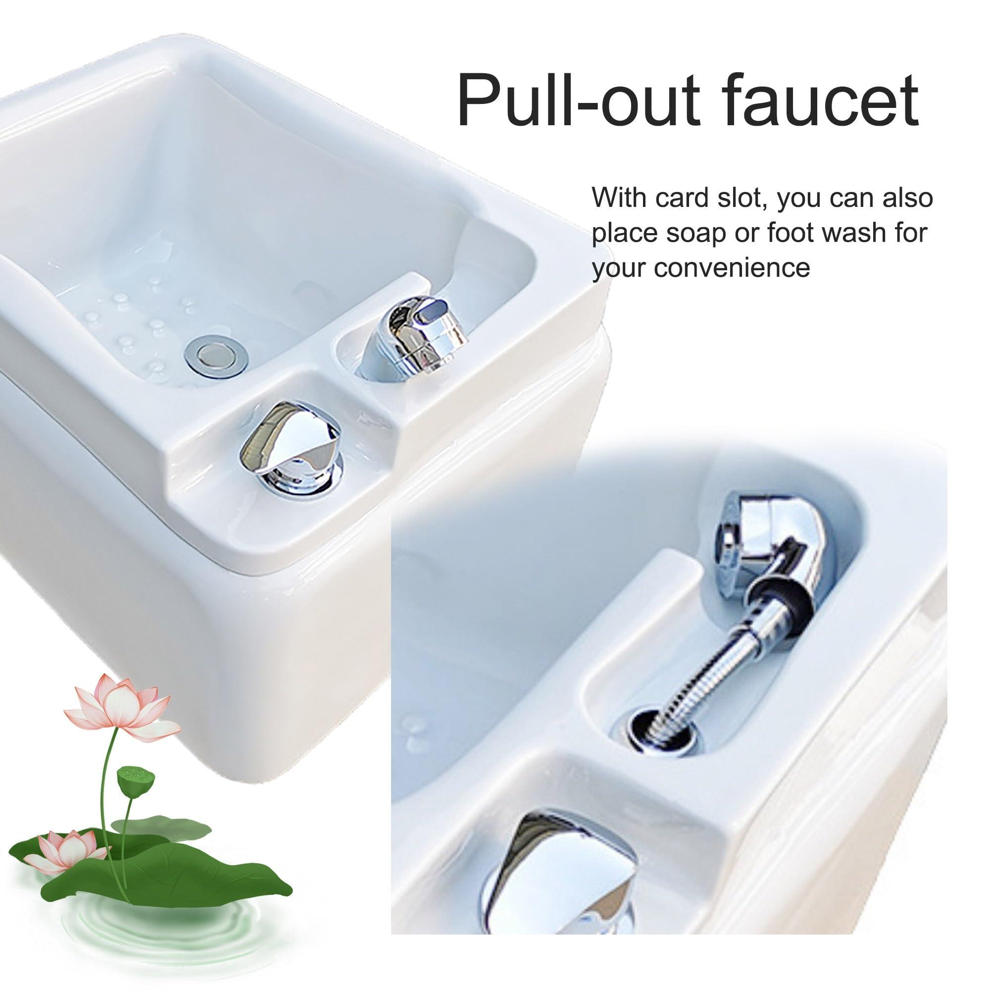 SRDCAIM Square Acrylic Foot Soaking tub, Massage Foot Bath, Pedicure Bowl, Pedicure Foot Spa with Underground Acupuncture Point Massage, for Home Spa Treatment Pedicure Chair Shampoo Sink