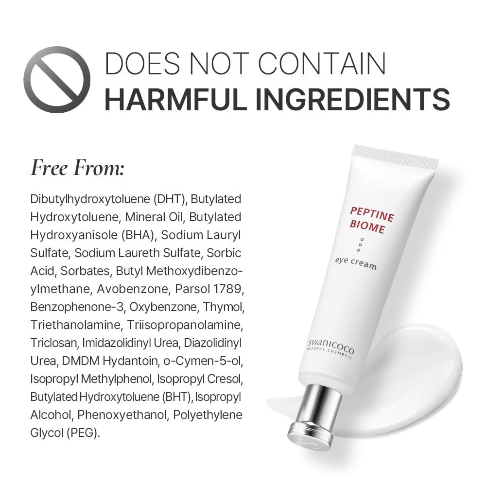 SWANICOCO SWANICOCO Ultra Peptine Biome Eye Cream 30 Low Molecular Peptide and 18 Microbiomes, Sensitive Skin Anti Aging Eye Cream for Wrinkles & Crows Feet Korean Skincare 30ml 1 Fl Oz