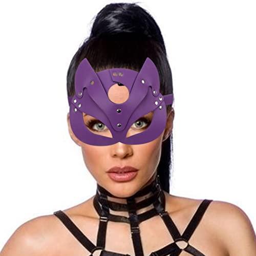 20230103PGMJ Blindfold Leather Mask Black Sexy Masquerade Masks Elastic Band Eye Cover Cosplay Party Costume Accessory for Women and Men (A)