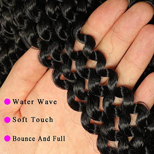 Re4U Hair Re4U Hair Short Passion Twist 12 Inch, 6 Packs Water Wave Crochet For Black Women, Soft Twists Braiding Butterfly Locs Braids, Bohemian Curly Extensions (1B#,6 Packs)