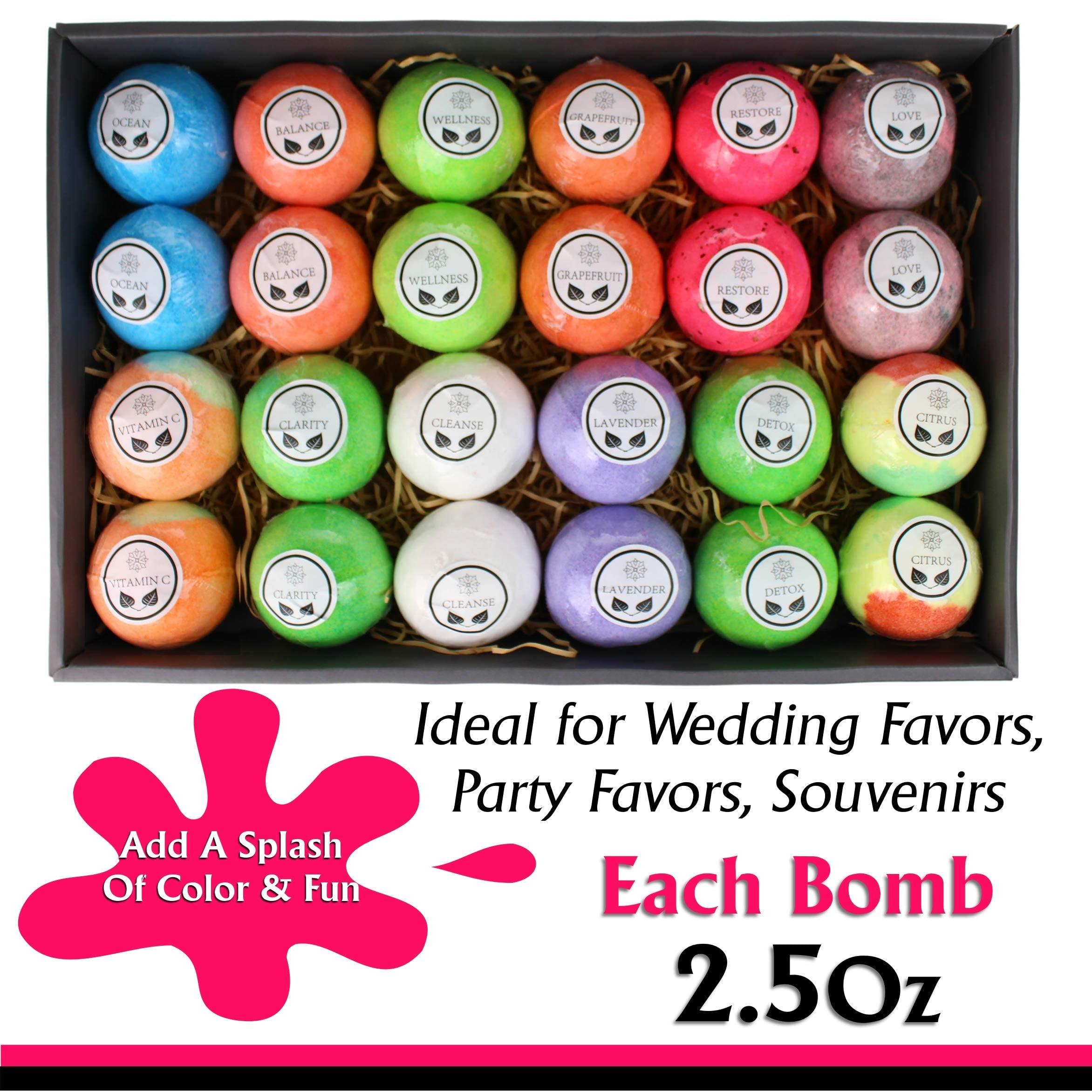 Purelis Valentines Day Bath Bombs Gift Set for Women and Men. 24 Luxury Bath Bombs Individually Wrapped Bulk Moisturizing Organic Bath Bombs for Women, Men Kids! Best Bath Bomb Set for Teens! Gifts for Him