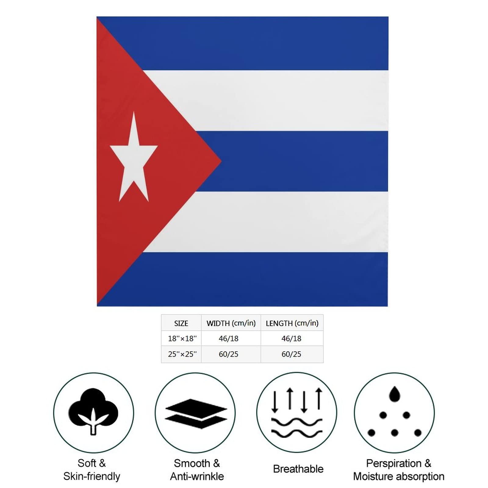 Calculay Cuban Flag Bandana Turban Headband Head Wrap Square Wristband Decorative Hair Accessories 25\"x25\"