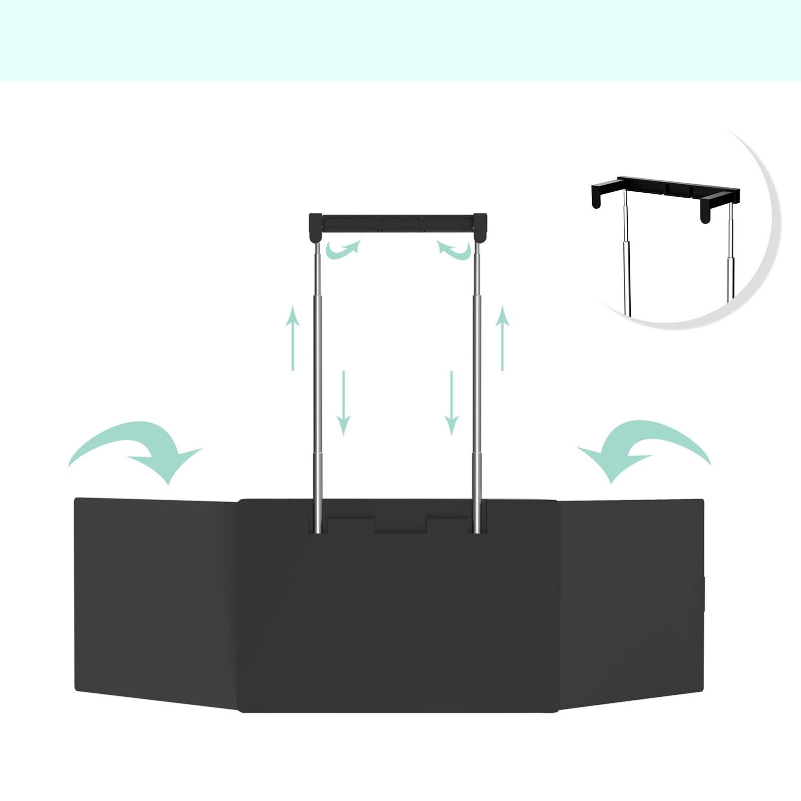 mozhixue mozhixue Upgraded 3 Way Barber Mirror Folding 5 Way Hair Cutting Barber Mirror 360°Wall Mounted Makeup Mirror, Add Top and Bottom Retractable Self Haircut Mirrors, for Self Hair Cutting Makeup,Black