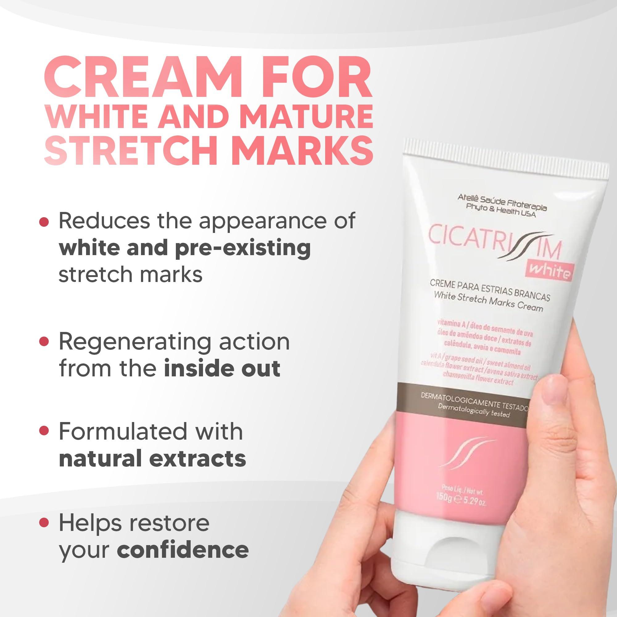 Cicatrissim Cicatrissim White Stretch Mark Fade and Removal Cream - Innovative Formula With Pure and Powerful Natural Ingredients From Brazilian Flora - For All Skin Types.
