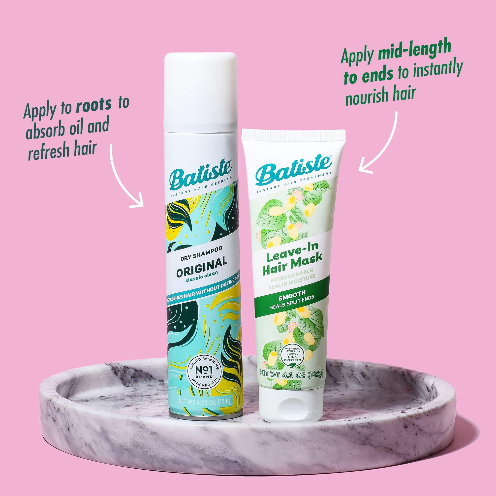 Batiste Batiste Heat Protectant For Hair & Leave In Conditioner Hair Mask, Repair and Restore Formula, Hair Conditioner for Dry or Wet Hair, Infused with vitamin E for Enhancing Haircare, 4.3oz. (Pack of 2)
