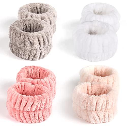 Foungmei 8 Pcs Face Washing Wristbands, Soft & Absorbent Microfiber Wrist Scrunchies for Washing Face, Face Wash Wrist Band for Women Girl, Spa Wrist Wash Band Prevent Water Dripping Down Your Arms
