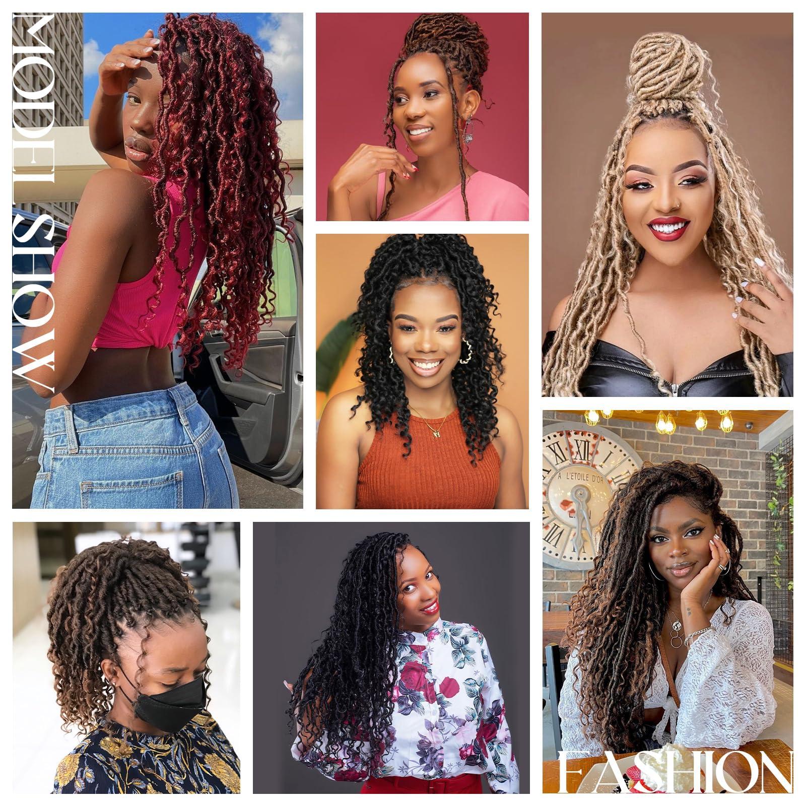 Forevery Forevery Faux Locs Crochet Hair 12 Inch Goddess Locs Crochet Hair 6 Packs PreLooped Crochet Hair for Black Women Grey Crochet Locs with Curly Ends